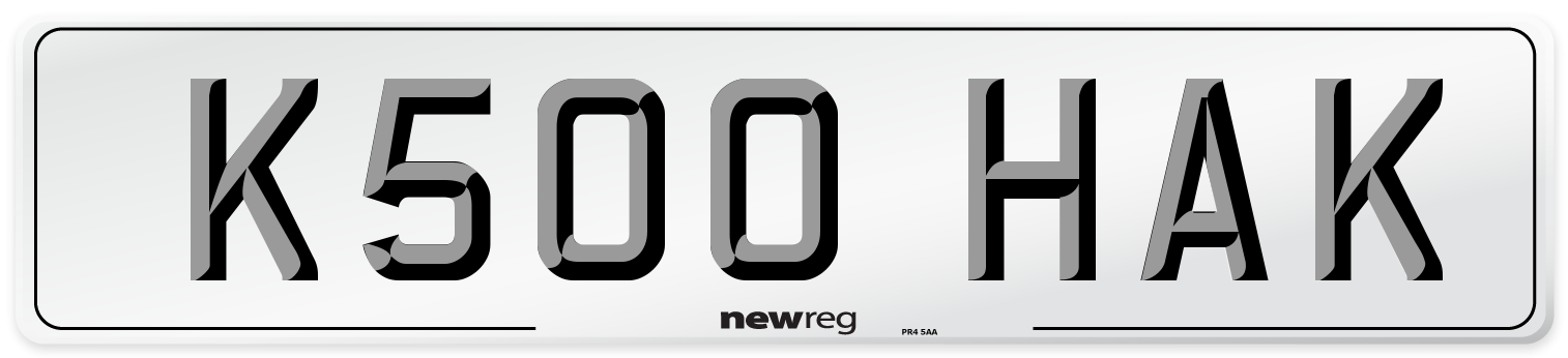 K500 HAK Number Plate from New Reg